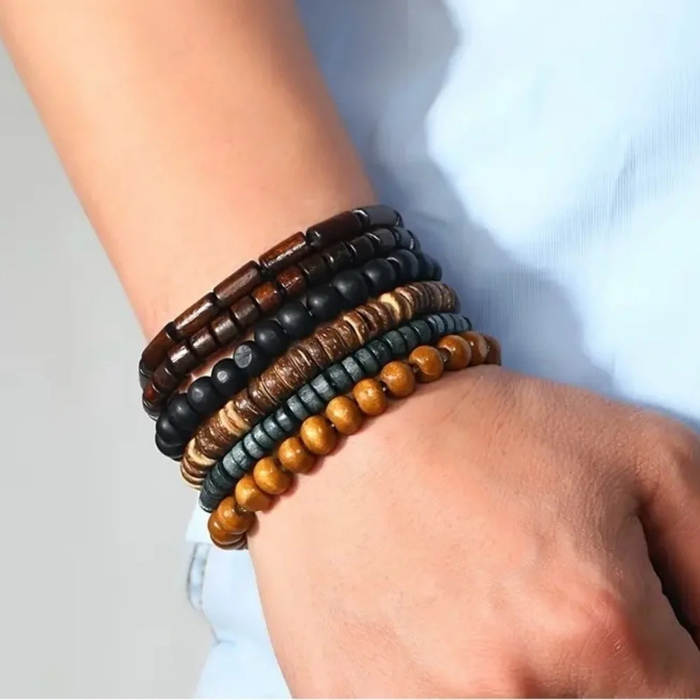 Men's Hand-woven Multi-layer Leather Set Bracelet.  All bracelets are Adjustable